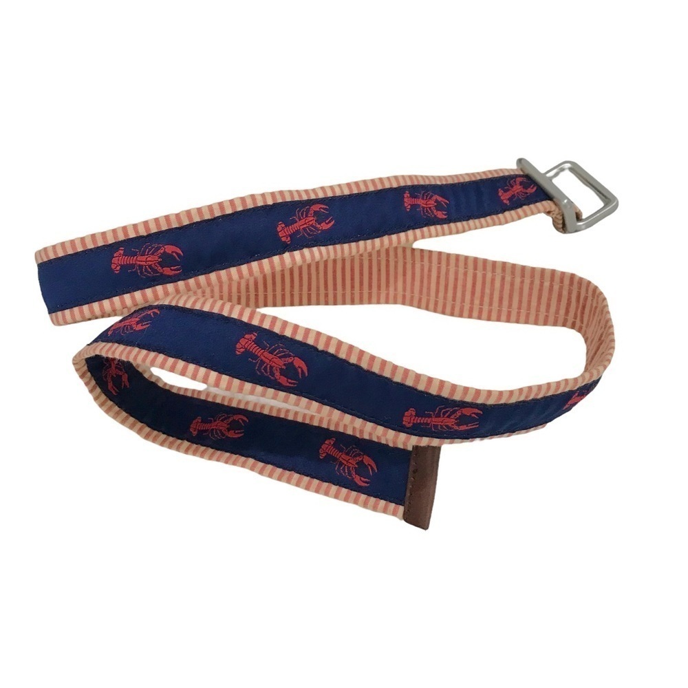 Brooks Brothers Striped Blue Ribbon Lobster Print Belt Size Medium M - Picture 5 of 5